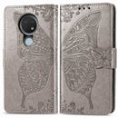 For Nokia 6.2 / 7.2 Butterfly Love Flower Embossed Horizontal Flip Leather Case with Bracket Lanyard Card Slot Wallet(Gray)