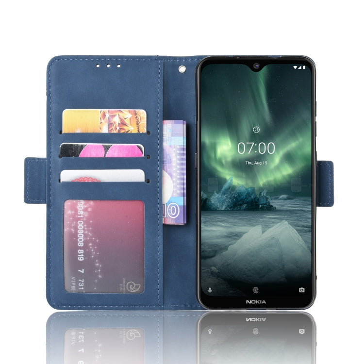 For Nokia 7.2 / 6.2 Wallet Style Skin Feel Calf Pattern Leather Case ï¼Œwith Separate Card Slot(Blue)