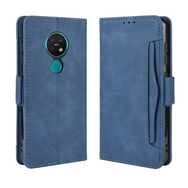 For Nokia 7.2 / 6.2 Wallet Style Skin Feel Calf Pattern Leather Case ï¼Œwith Separate Card Slot(Blue)