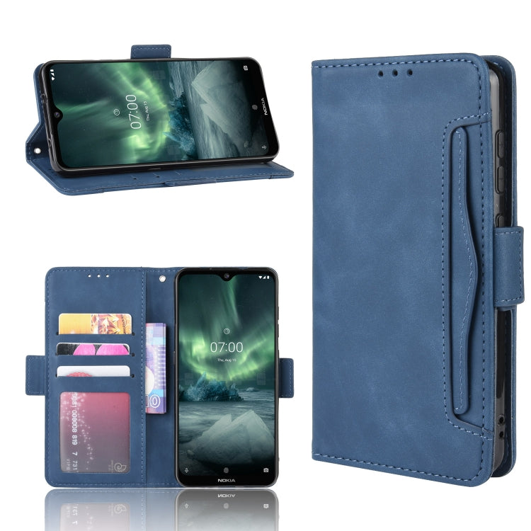 For Nokia 7.2 / 6.2 Wallet Style Skin Feel Calf Pattern Leather Case ï¼Œwith Separate Card Slot(Blue)