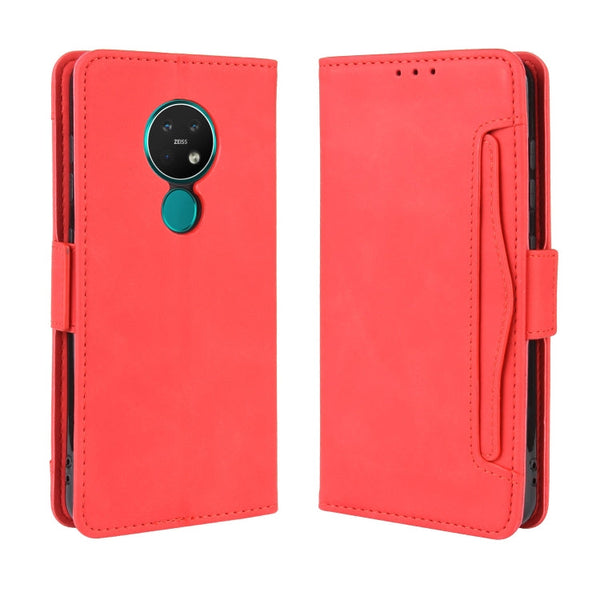 For Nokia 7.2 / 6.2 Wallet Style Skin Feel Calf Pattern Leather Case ï¼Œwith Separate Card Slot(Red)
