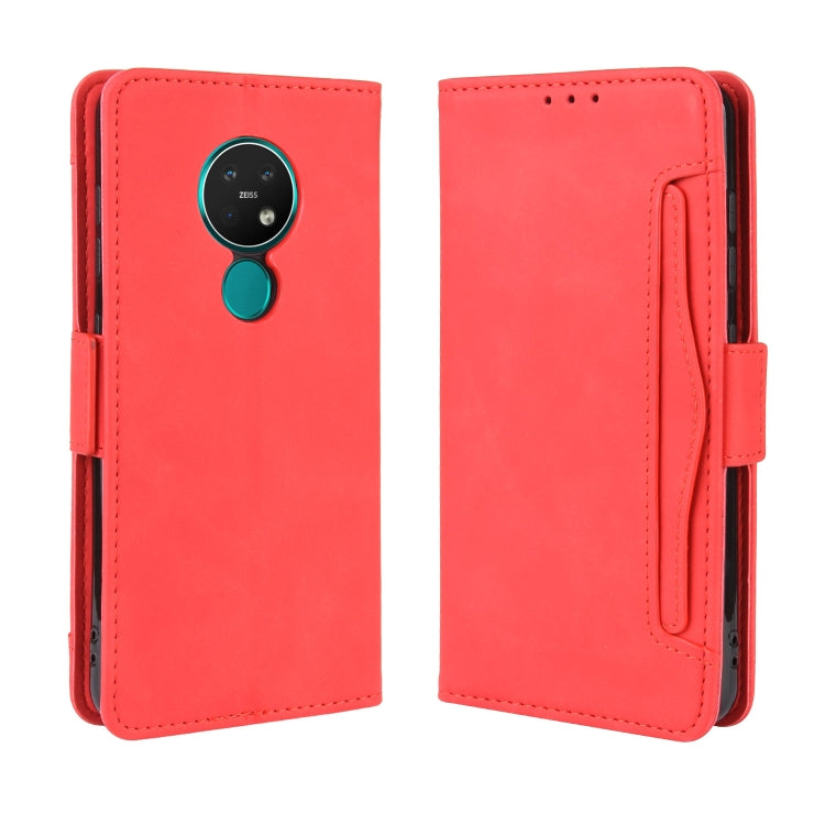 For Nokia 7.2 / 6.2 Wallet Style Skin Feel Calf Pattern Leather Case ï¼Œwith Separate Card Slot(Red)