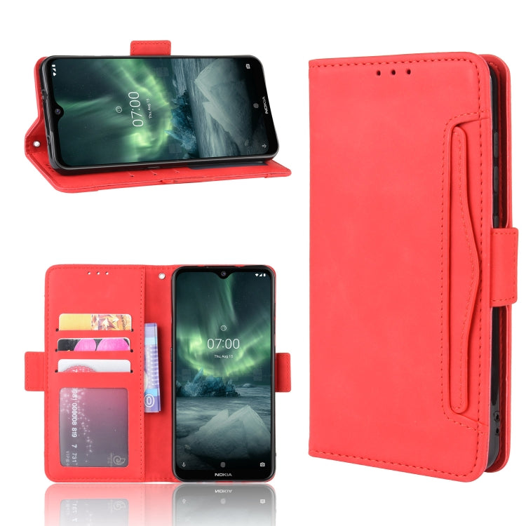 For Nokia 7.2 / 6.2 Wallet Style Skin Feel Calf Pattern Leather Case ï¼Œwith Separate Card Slot(Red)