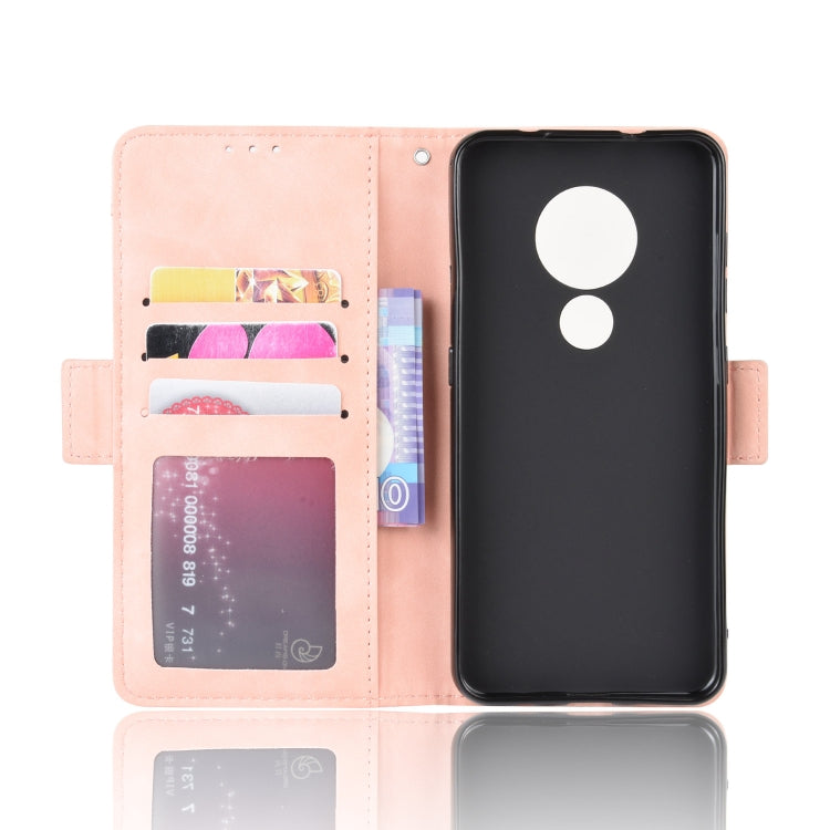 For Nokia 7.2 / 6.2 Wallet Style Skin Feel Calf Pattern Leather Case ï¼Œwith Separate Card Slot(Pink)