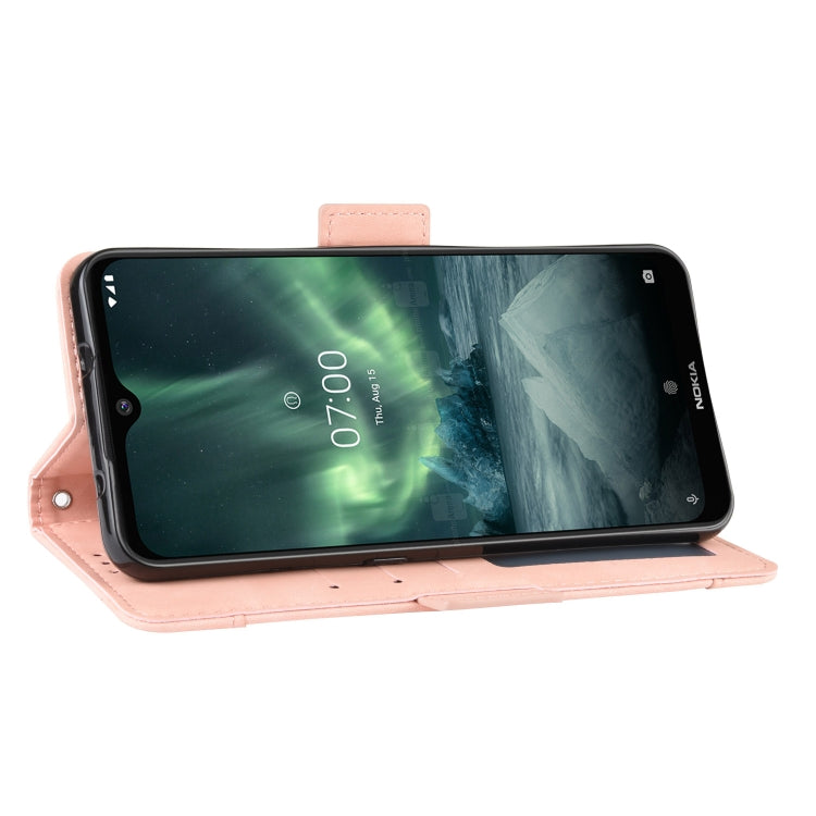 For Nokia 7.2 / 6.2 Wallet Style Skin Feel Calf Pattern Leather Case ï¼Œwith Separate Card Slot(Pink)