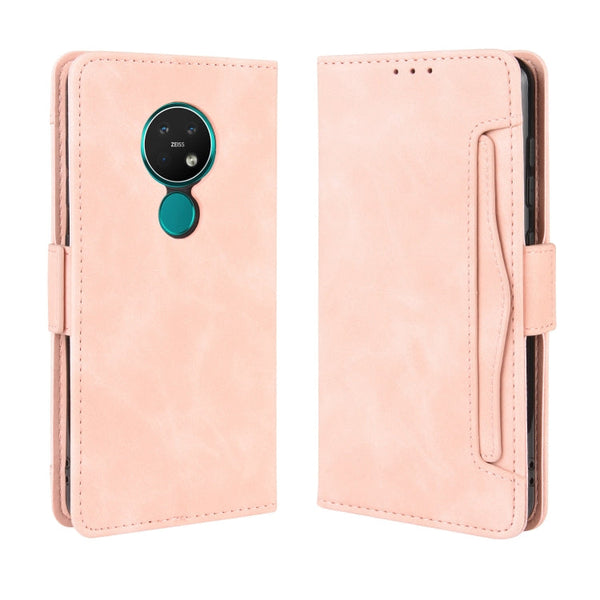 For Nokia 7.2 / 6.2 Wallet Style Skin Feel Calf Pattern Leather Case ï¼Œwith Separate Card Slot(Pink)