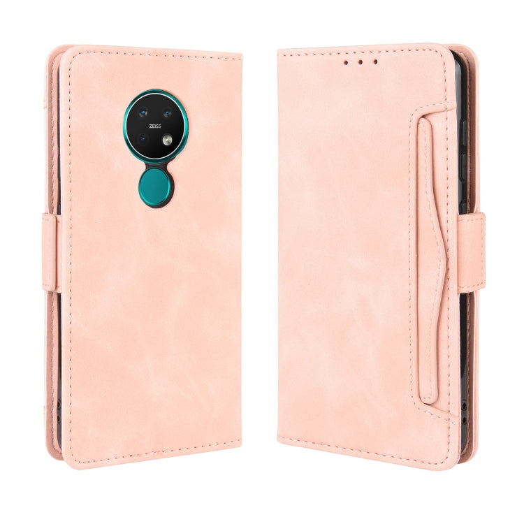 For Nokia 7.2 / 6.2 Wallet Style Skin Feel Calf Pattern Leather Case ï¼Œwith Separate Card Slot(Pink)