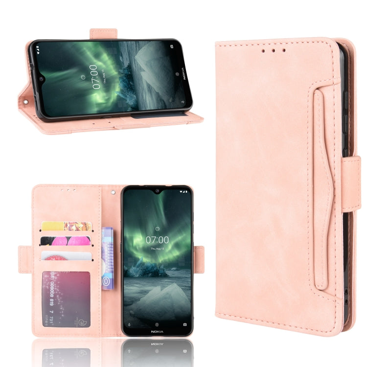For Nokia 7.2 / 6.2 Wallet Style Skin Feel Calf Pattern Leather Case ï¼Œwith Separate Card Slot(Pink)