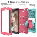 For Galaxy Tab A8.0 2019 / T290 Shockproof Two-Color Silicone Protection Case with Holder(TeaL+Hot Pink)