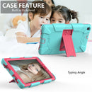 For Galaxy Tab A8.0 2019 / T290 Shockproof Two-Color Silicone Protection Case with Holder(TeaL+Hot Pink)