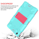 For Galaxy Tab A8.0 2019 / T290 Shockproof Two-Color Silicone Protection Case with Holder(TeaL+Hot Pink)