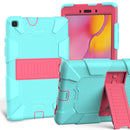 For Galaxy Tab A8.0 2019 / T290 Shockproof Two-Color Silicone Protection Case with Holder(TeaL+Hot Pink)