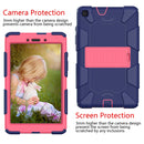 For Galaxy Tab A8.0 2019 / T290 Shockproof Two-Color Silicone Protection Case with Holder(Dark Blue+Hot Pink)