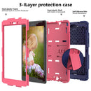 For Galaxy Tab A8.0 2019 / T290 Shockproof Two-Color Silicone Protection Case with Holder(Dark Blue+Hot Pink)
