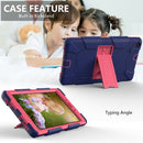 For Galaxy Tab A8.0 2019 / T290 Shockproof Two-Color Silicone Protection Case with Holder(Dark Blue+Hot Pink)