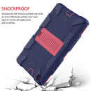 For Galaxy Tab A8.0 2019 / T290 Shockproof Two-Color Silicone Protection Case with Holder(Dark Blue+Hot Pink)