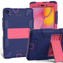 For Galaxy Tab A8.0 2019 / T290 Shockproof Two-Color Silicone Protection Case with Holder(Dark Blue+Hot Pink)