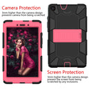 For Galaxy Tab A8.0 2019 / T290 Shockproof Two-Color Silicone Protection Case with Holder(Black+Hot Pink)