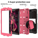 For Galaxy Tab A8.0 2019 / T290 Shockproof Two-Color Silicone Protection Case with Holder(Black+Hot Pink)