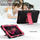For Galaxy Tab A8.0 2019 / T290 Shockproof Two-Color Silicone Protection Case with Holder(Black+Hot Pink)