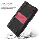 For Galaxy Tab A8.0 2019 / T290 Shockproof Two-Color Silicone Protection Case with Holder(Black+Hot Pink)
