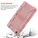 For Galaxy Tab A8.0 2019 / T290 Shockproof Two-Color Silicone Protection Case with Holder(Rose Gold)