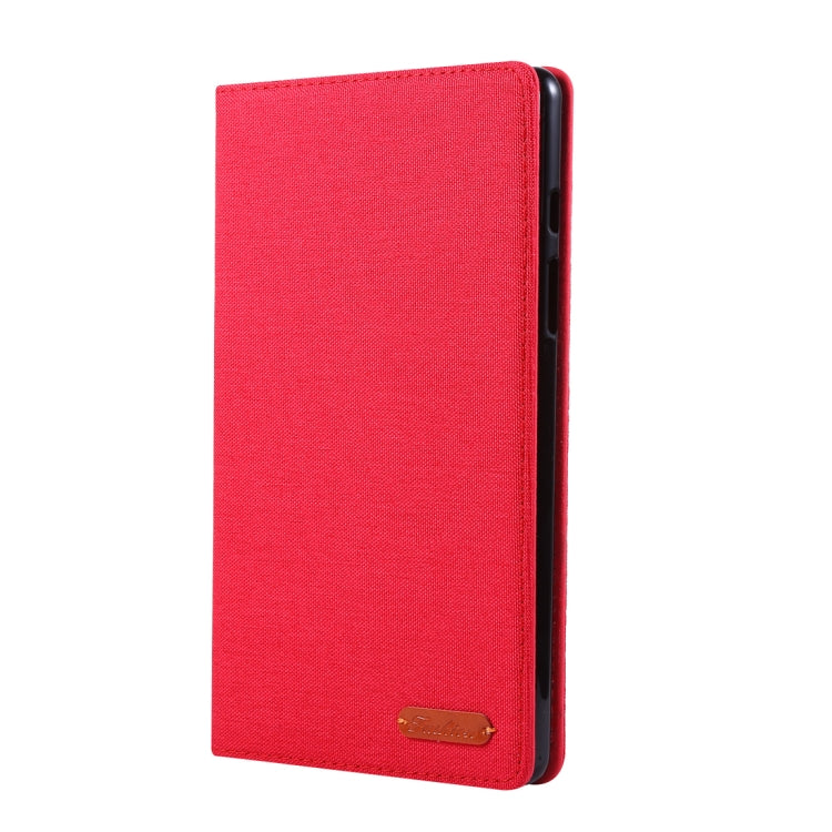For Galaxy Tab A8.0 T290 / T295 (2019) Cloth Teature Horizontal Flip PU Leather Case with with Holder & Card Slots(Red)