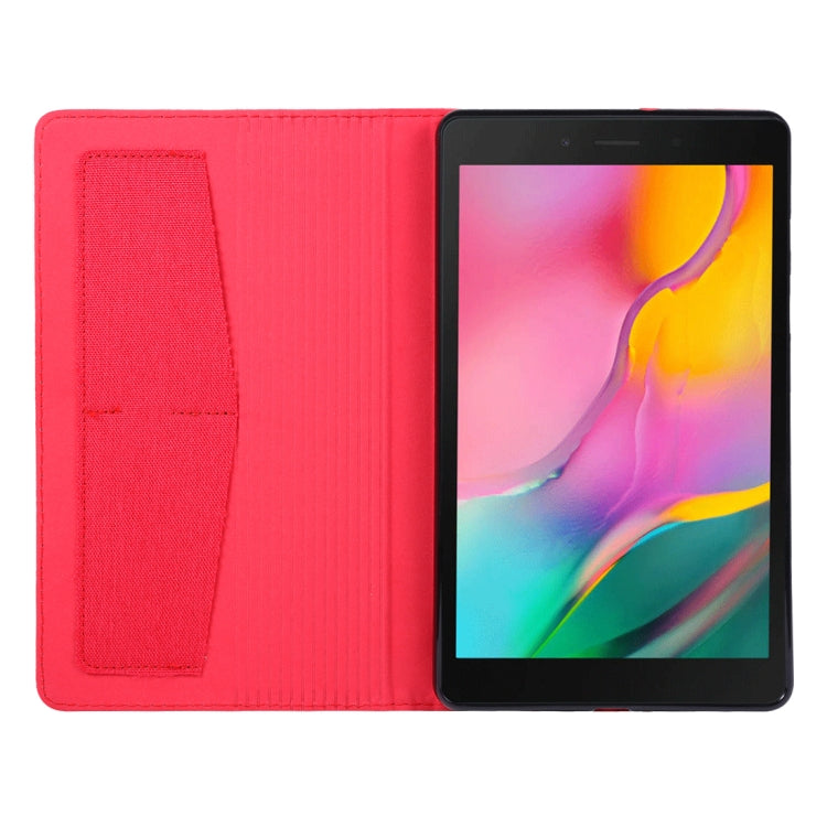 For Galaxy Tab A8.0 T290 / T295 (2019) Cloth Teature Horizontal Flip PU Leather Case with with Holder & Card Slots(Red)