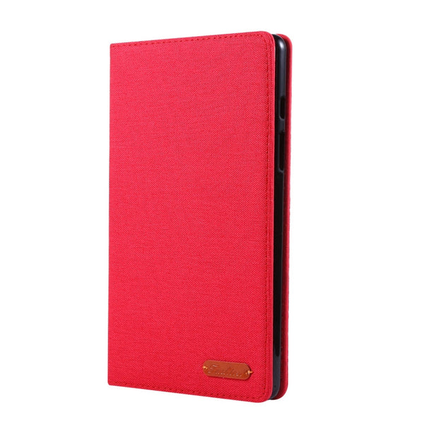 For Galaxy Tab A8.0 T290 / T295 (2019) Cloth Teature Horizontal Flip PU Leather Case with with Holder & Card Slots(Red)