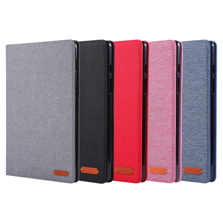 For Galaxy Tab A8.0 T290 / T295 (2019) Cloth Teature Horizontal Flip PU Leather Case with with Holder & Card Slots(Red)