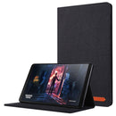 For Galaxy Tab a 10.1 (2019) T510 /T515 Cloth Teature Horizontal Flip PU Leather Case with with Holder & Card Slots(Black)