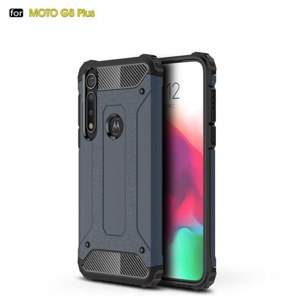 For Moto G8 Plus Magic Armor TPU + PC Combination Case(Navy Blue)