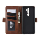 For OPPO A9 (2020) Dual-side Magnetic Buckle Horizontal Flip Leather Case with Holder & Card Slots & Wallet & Photo Frame(Brown)