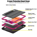 For iPad 10.2 2020 / 2019 Magnetic Horizontal Flip Protective Case with Three-folding Holder & Sleep / Wake-up Function & Pen Slots(Hot Pink)