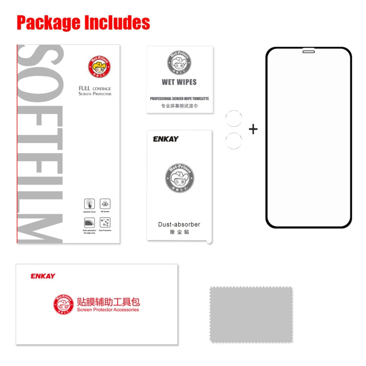For iPhone 11 Hat-Prince 2 in 1 Full Glue 0.26mm 9H 2.5D Tempered Glass Full Coverage Protector + 0.2mm 9H 2.15D Round Edge Rear Camera Lens Tempered Glass Film