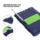 For iPad 10.2 Shockproof Two-Color Silicone Protection Case with Holder & Pen Slot(Dark Blue+Green)