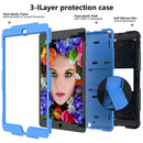 For iPad 10.2 Shockproof Two-Color Silicone Protection Case with Holder & Pen Slot(Black+Blue)