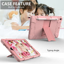For iPad 10.2 Shockproof Two-Color Silicone Protection Case with Holder & Pen Slot(Rose Gold)