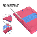 For iPad 10.2 Shockproof Two-Color Silicone Protection Case with Holder & Pen Slot(Hot Pink+Blue)