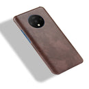 For OnePlus 7T Shockproof Litchi Texture PC + PU Case(Brown)