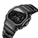 SANDA 390 Fashion Trend Men Business Watch Outdoor Sports Personality Square Digital Electronic Watch(Black)