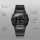SANDA 390 Fashion Trend Men Business Watch Outdoor Sports Personality Square Digital Electronic Watch(Black)
