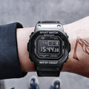 SANDA 390 Fashion Trend Men Business Watch Outdoor Sports Personality Square Digital Electronic Watch(Black)
