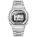 SANDA 390 Fashion Trend Men Business Watch Outdoor Sports Personality Square Digital Electronic Watch(Silver)