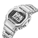 SANDA 390 Fashion Trend Men Business Watch Outdoor Sports Personality Square Digital Electronic Watch(Silver)