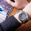 SANDA 390 Fashion Trend Men Business Watch Outdoor Sports Personality Square Digital Electronic Watch(Silver)