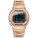 SANDA 390 Fashion Trend Men Business Watch Outdoor Sports Personality Square Digital Electronic Watch(Rose Gold)