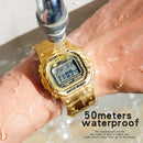 SANDA 390 Fashion Trend Men Business Watch Outdoor Sports Personality Square Digital Electronic Watch(Rose Gold)