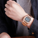 SANDA 390 Fashion Trend Men Business Watch Outdoor Sports Personality Square Digital Electronic Watch(Rose Gold)