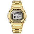 SANDA 390 Fashion Trend Men Business Watch Outdoor Sports Personality Square Digital Electronic Watch(Gold)